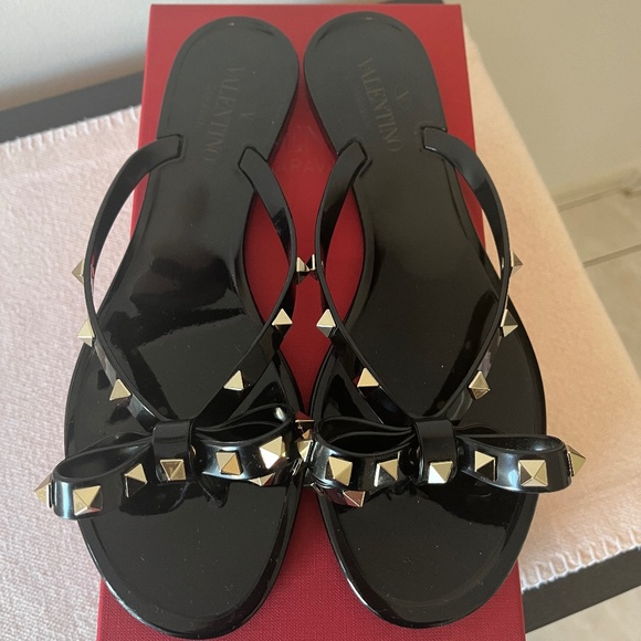Valentino Garavani Shoes - SOLD - Valentino Garavani Women's Rubber "Rockstud" Thong Flip Flop, Size 40